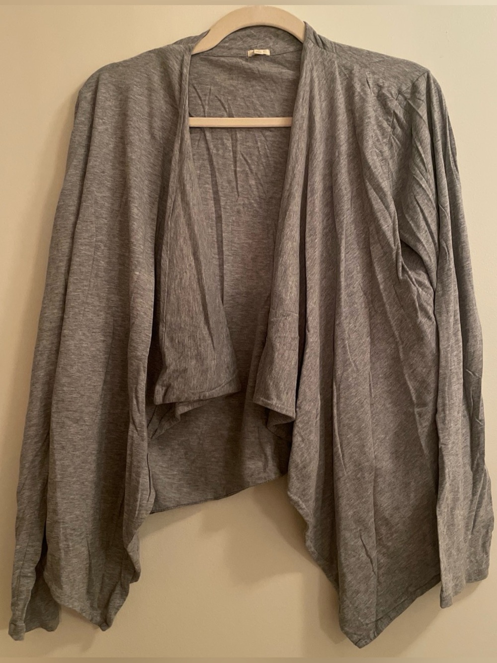 J. Crew Light Gray Open-Front Draped Cardigan